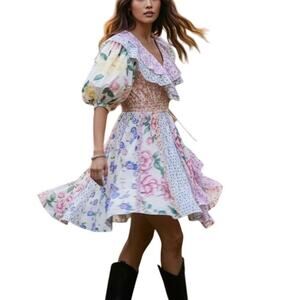 Free People Fillyboo Love Street Wrap Mini Dress Women Sz Large Floral Coquette
